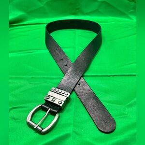 Nine West black leather belt with silver buckle